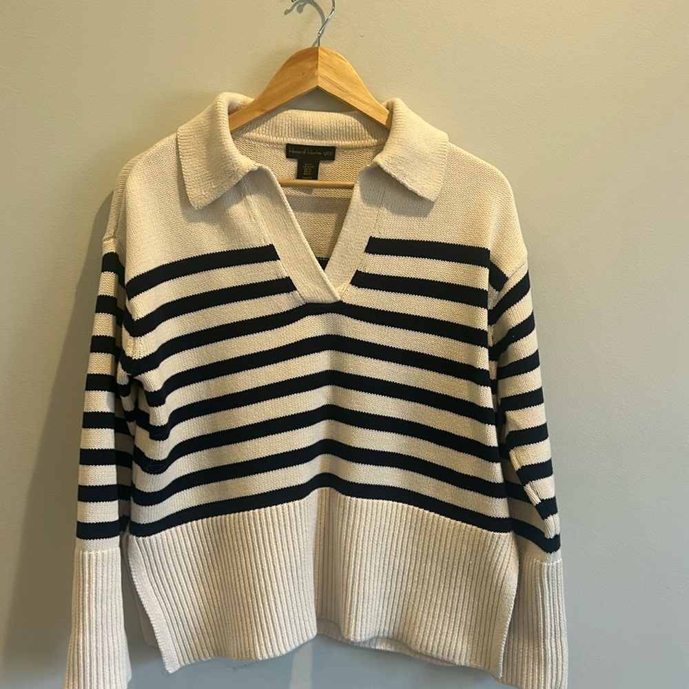 House of Harlow 1960 navy and cream striped sweater size XS